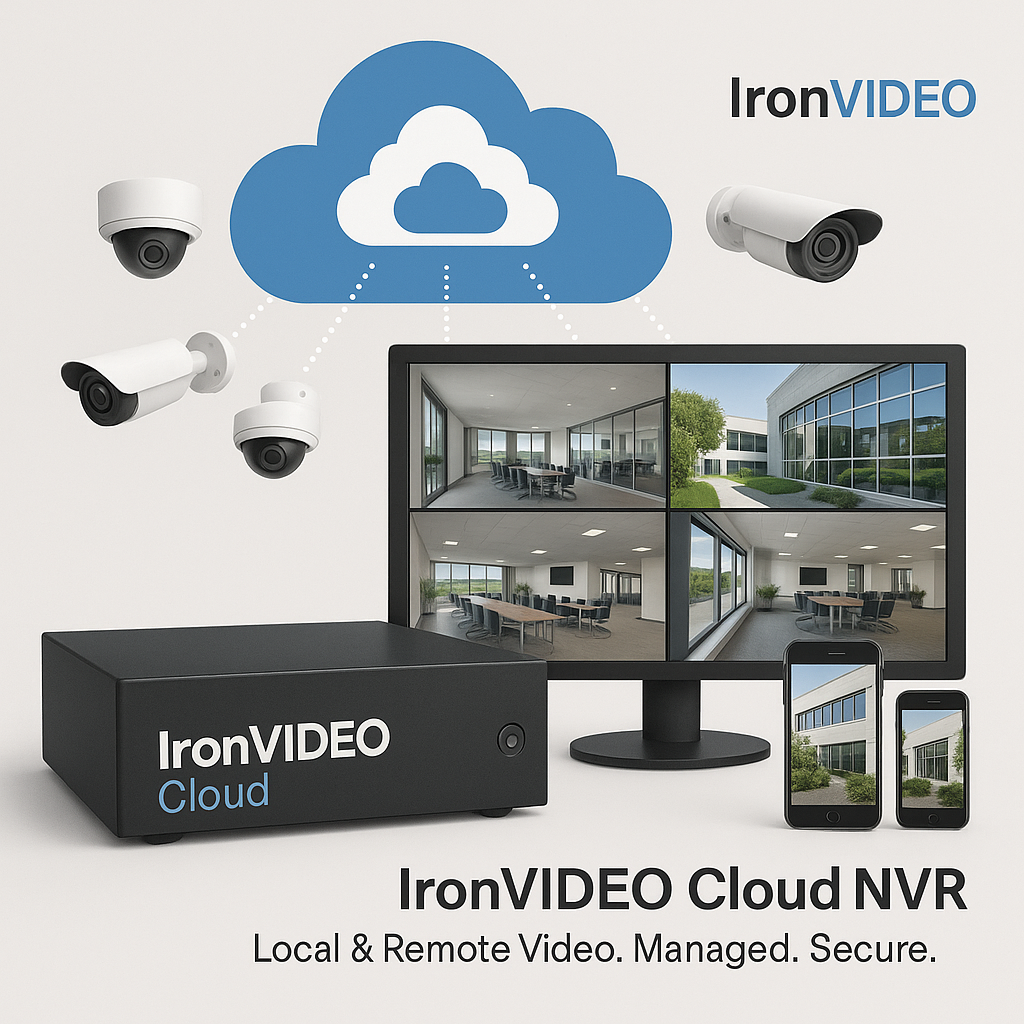 IronVIDEO Cloud NVR with remote viewing and mobile integration